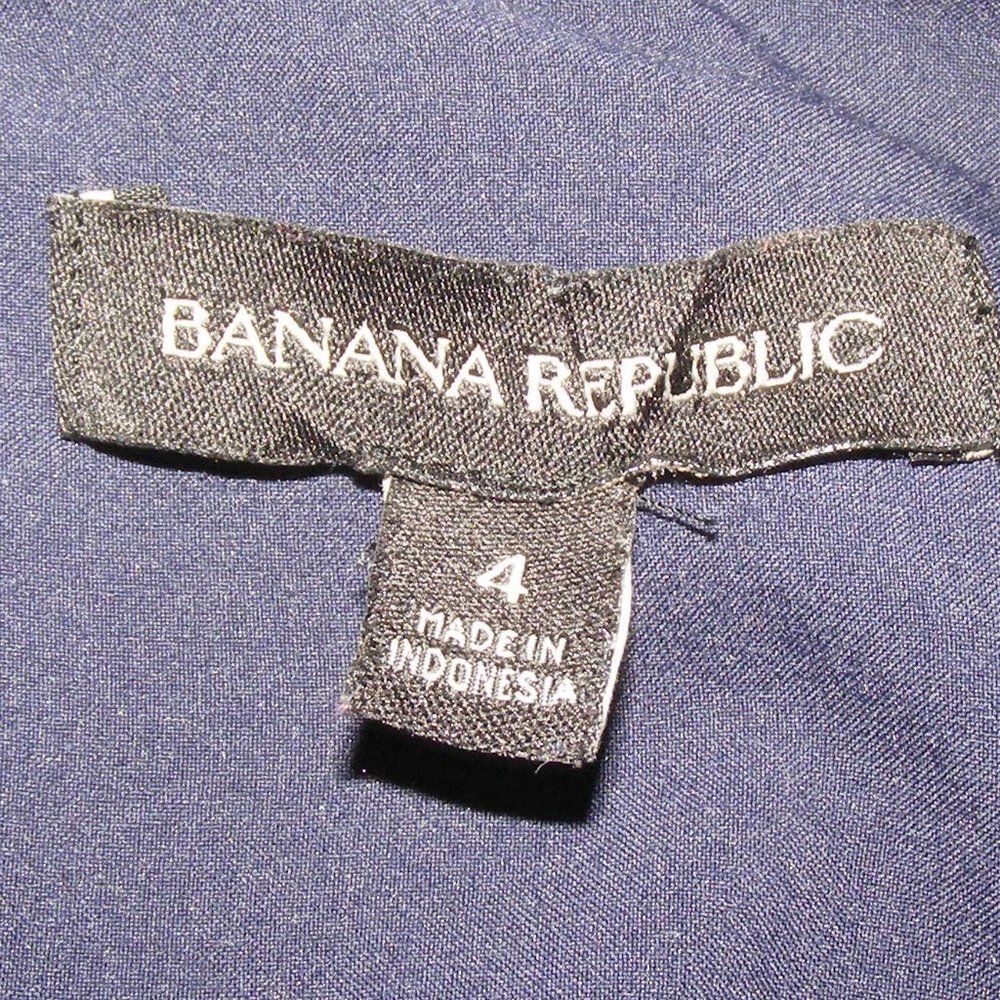 BANANA REPUBLIC Dress, 4, Navy Blue, Above knee, Fluttery Short sleeve, V-neck - Picture 12 of 13